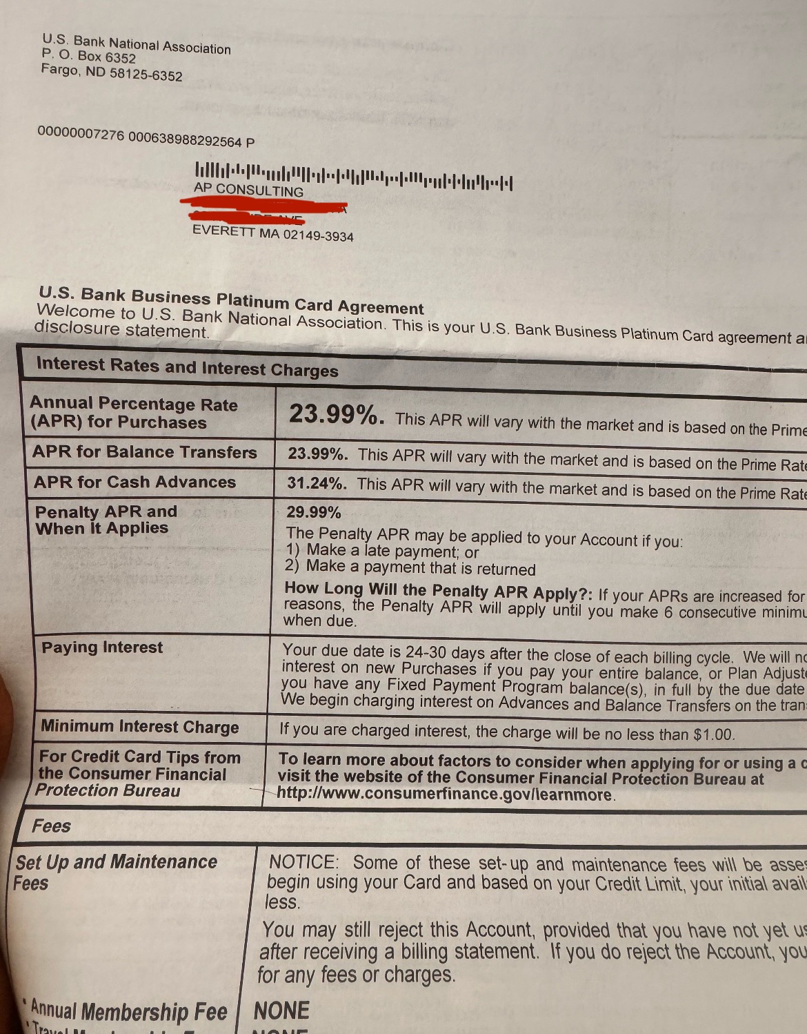 Rate and term details